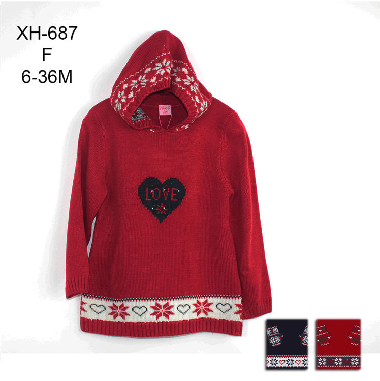 Picture of XH687 HOODY CHRISTMAS TOP THERMAL FOR GIRLS